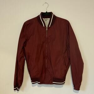 Maroon Brooks Brothers Red Fleece Varsity Bomber Jacket: Ivy | Preppy (Size M)